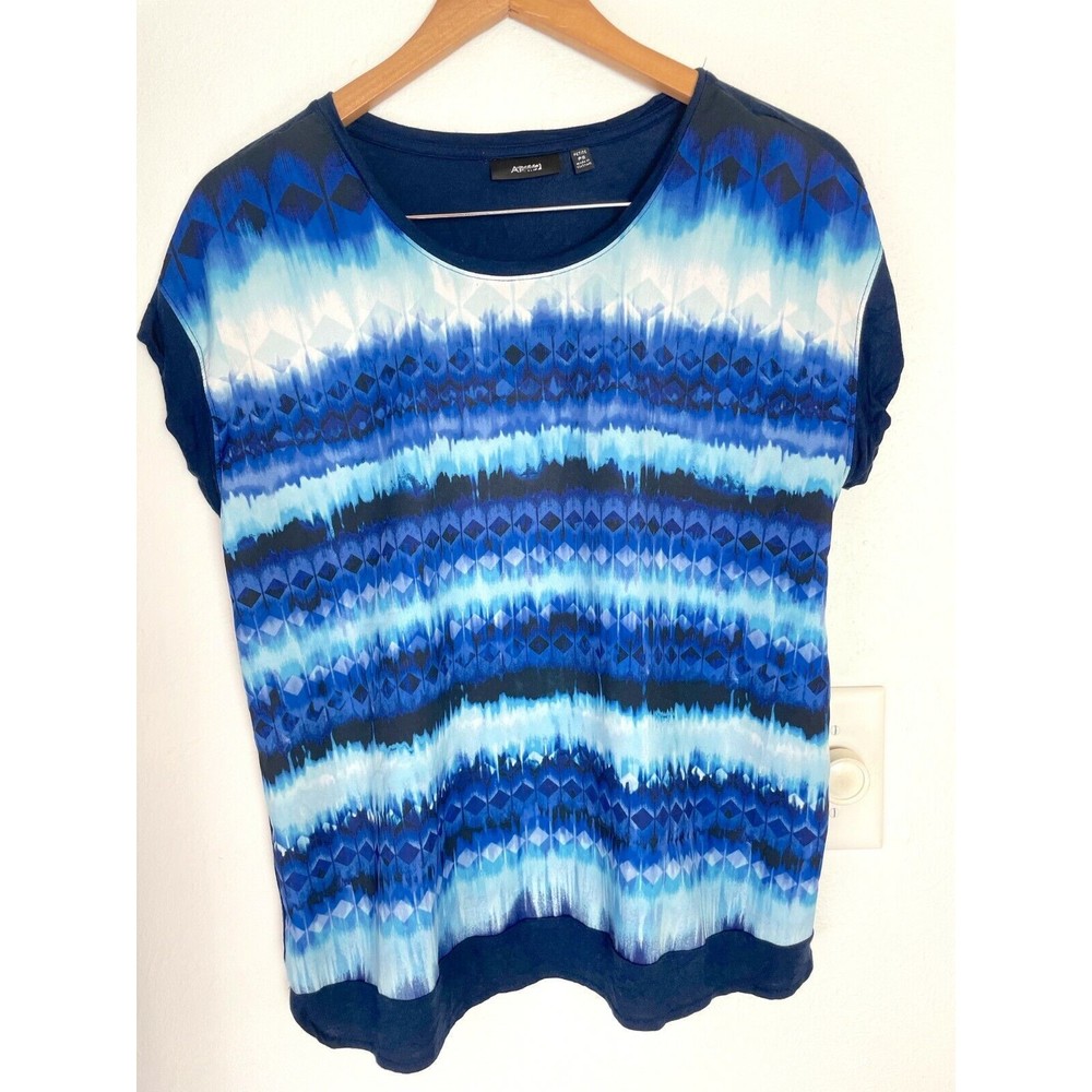 Apt 9 Shirt Women's Petite PS Blue Short Sleeve Top Blouse